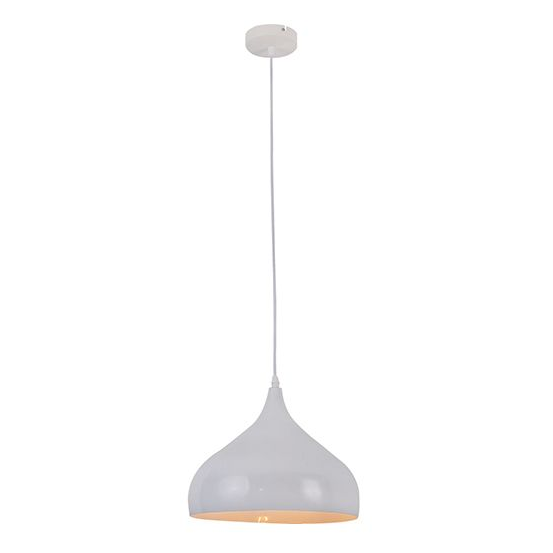 Suspension e27 abat-jour métal blanc extérieur/ doré intérieur cable pvc l.100cm