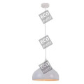 Suspension e27 abat-jour métal blanc extérieur/ doré intérieur cable pvc l.100cm