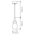 Suspension alu ip44 e27 max.25w abat-jour verre clair - noir mat extérieur cable pvc l.150cm noir