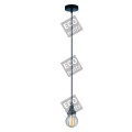 Suspension alu ip44 e27 max.25w abat-jour verre clair - noir mat extérieur cable pvc l.150cm noir