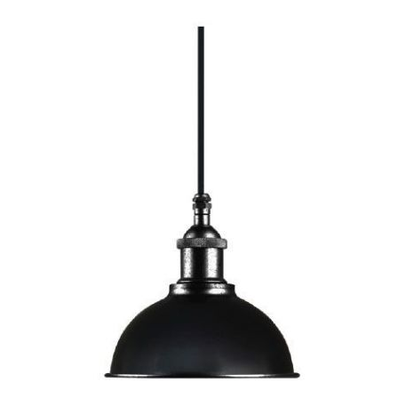 Suspension ip44 alu e27 max.60w abat-jour noir extérieur / intérieur cable pvc l.150cm noir