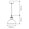 Suspension ip44 alu e27 max.60w abat-jour noir extérieur / intérieur cable pvc l.150cm noir