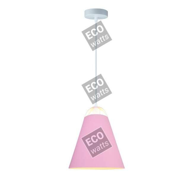 Suspension e27 max.60w abat-jour rose extérieur / blanc intérieur cable pvc l.150cm blanc