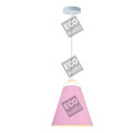 Suspension e27 max.60w abat-jour rose extérieur / blanc intérieur cable pvc l.150cm blanc