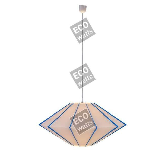 Suspension e27 max.40w abat-jour pvc blanc et bleu extérieur / intérieur cable pvc l.100cm blanc