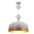 Suspension e27 max.40w abat-jour metal blanc liseré doré extérieur / doré intérieur cable pvc l.100cm blanc
