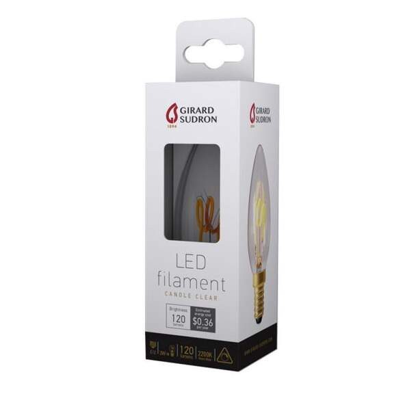 Girard sudron candle c35 filament led torsadée 3w e12 120lm dim. cl.
