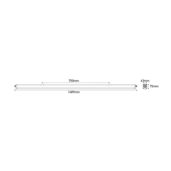 Kembla III - réglette étanche slim led ip65 ik08 1448x63x75mm 50w 4000k 6300lm 120°