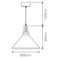 Suspension e27 max.60w abat-jour alu noir mat et bois clair extérieur / blanc intérieur cable pvc l.150cm noir