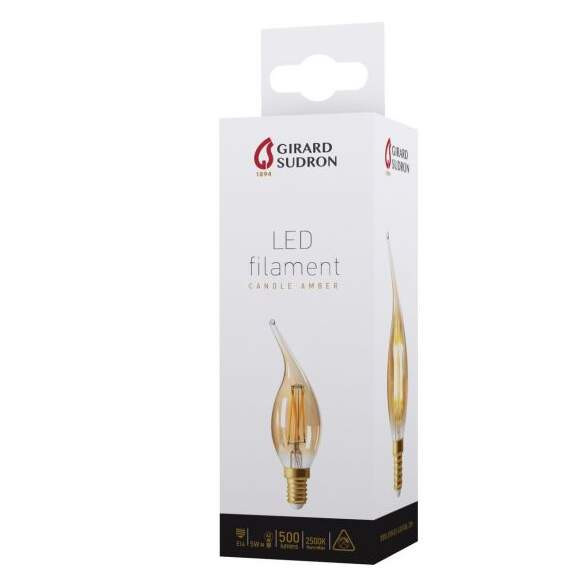 Girard sudron flamme cv4 filament led 5w e14 2500k 580lm amb.