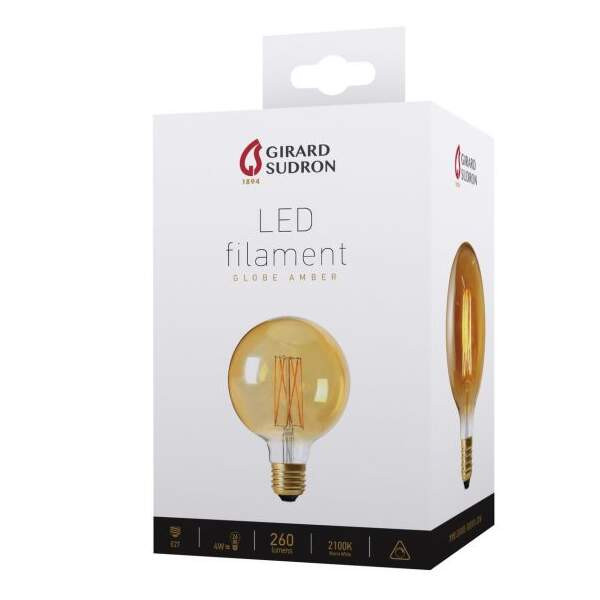 Girard sudron globe g95 led filament 4w e27 2100k 320lm dim. amb.