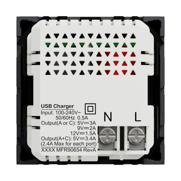 Unica - prise chargeur usb double - rapide 18w - 3,4a type a+c - 2 mod - anthra