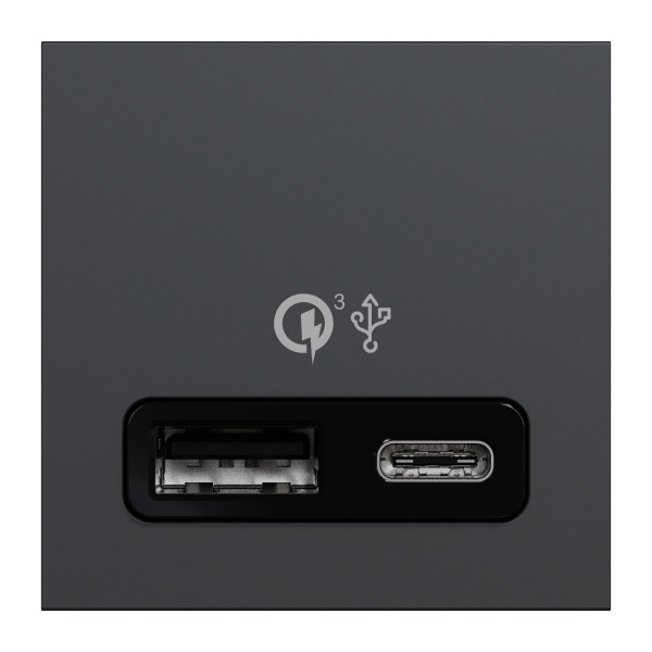 Unica - prise chargeur usb double - rapide 18w - 3,4a type a+c - 2 mod - anthra