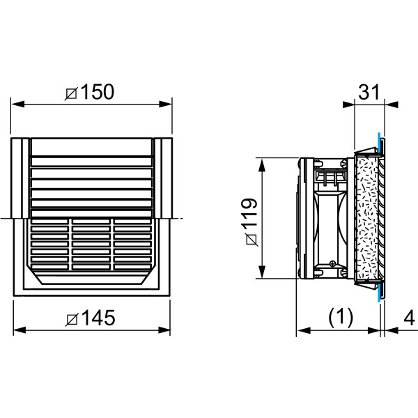 FiltreCapot IP55 ou CEM125x125mm