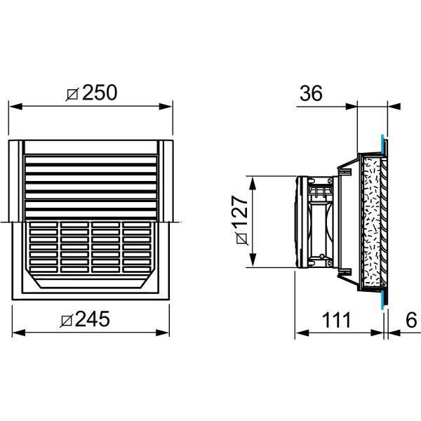 FiltreCapot IP55 ou CEM125x125mm