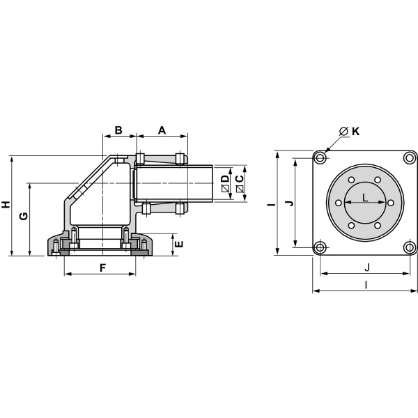 CM Raccord droit rotat.carre 50mm