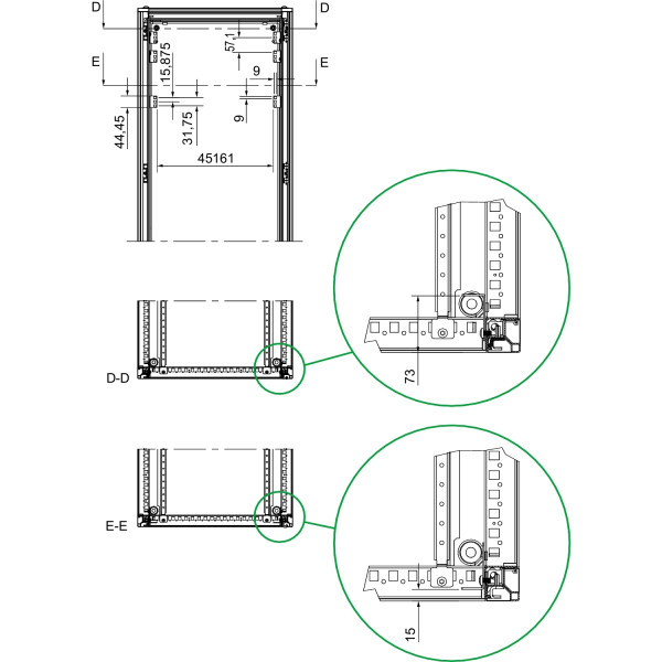 4 supports fixation 1U/3U L 600