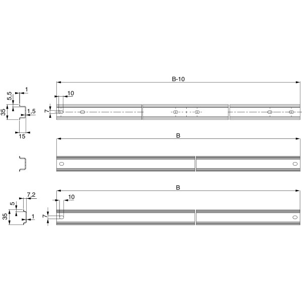 Rail DIN Symet. 7,5x35 300mm