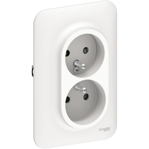 Double Prises de Courant Blanc Ovalis Schneider Electric - 2P+T