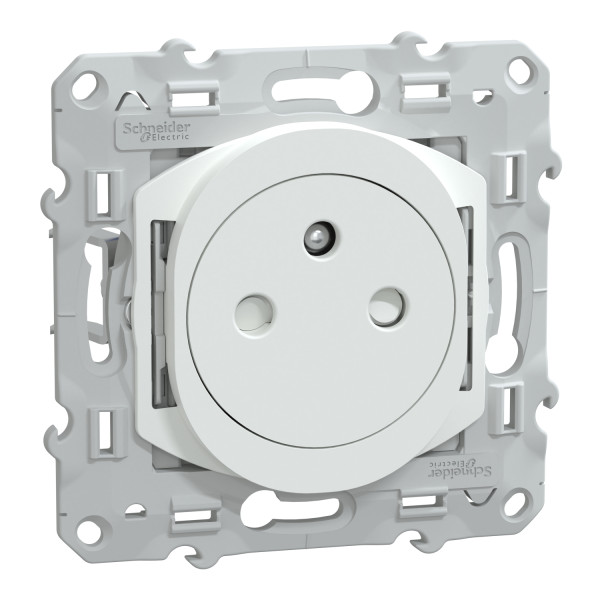 Prise Ovalis Schneider Electric Blanche 2P+T Affleurante – 16 A – Bornes Automatiques – Griffes Montées