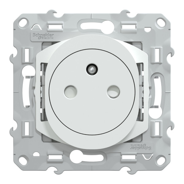 Prise Ovalis Schneider Electric Blanche 2P+T Affleurante – 16 A – Bornes Automatiques – Griffes Montées