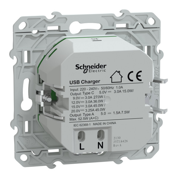 Ovalis - chargeur usb type a 7,5w +c 45w - forte puissance type c - blanc