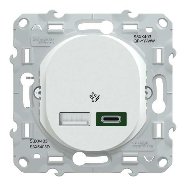 Ovalis - chargeur usb type a 7,5w +c 45w - forte puissance type c - blanc