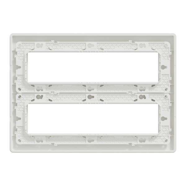 Schneider unica2 - support fixation +plaque finition boîte concent 2 rang 8 mod - blanc ant