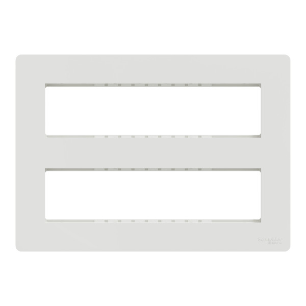 Schneider unica2 - support fixation +plaque finition boîte concent 2 rang 8 mod - blanc ant