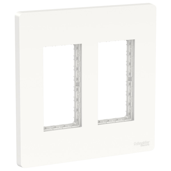 Schneider unica2 - support + plaque boîte concentration - 2 col de 2 mod - blanc