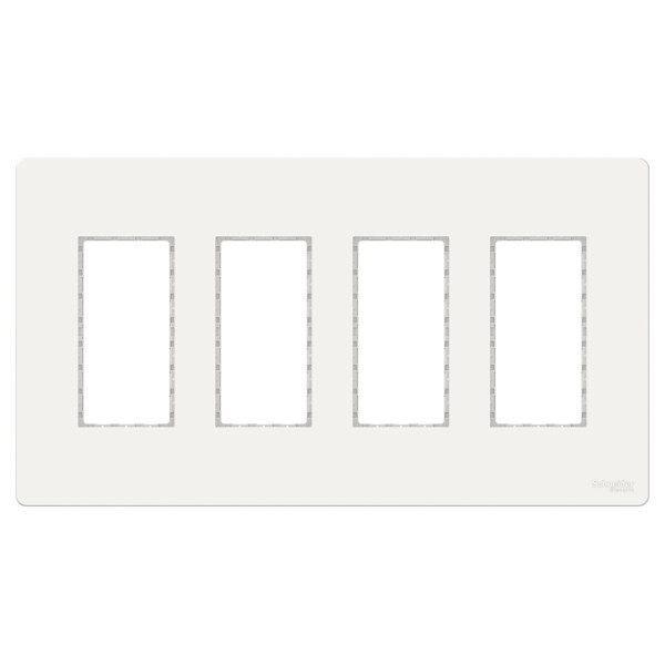Schneider unica2 - support + plaque boîte concentration - 4 col de 2 mod - blanc