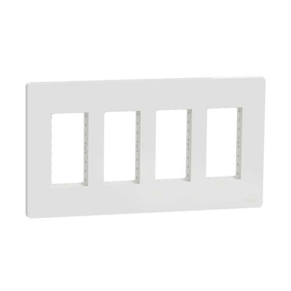 Schneider unica2 - support + plaque boîte concentration - 4 col de 2 mod - blanc