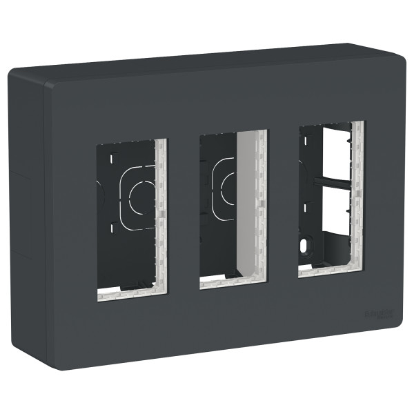 Schneider unica2 - boîte de concentration saillie complète - 3 col de 4 mod - anthracite