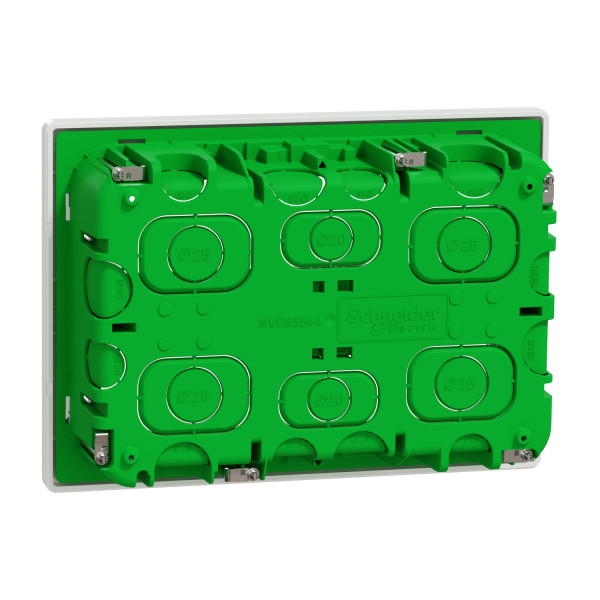 Schneider unica2 - boîte de concentration encastrée complète - 2 rang de 8 mod - blanc anti