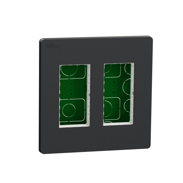 Schneider unica2 - boîte de concentration encastrée complète - 2 col de 4 mod - anthracite