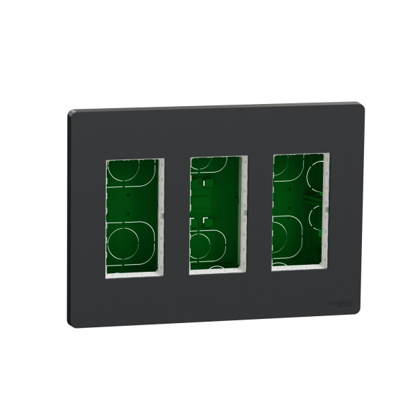 Schneider unica2 - boîte de concentration encastrée complète - 3 col de 4 mod - anthracite