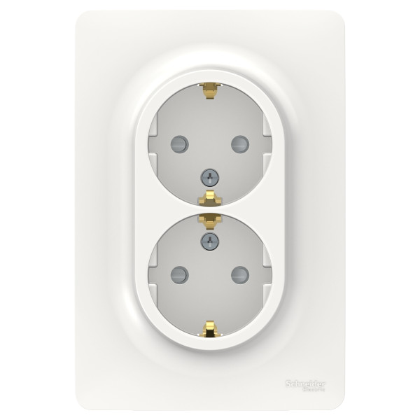 Schneider unica2 - prise double 2p+t pour boîte 1p - de - vis - blanc - méca + plaque