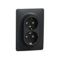 Schneider unica2 - prise double 2p+t pour boîte 1p - de - vis - anthracite - méca + plaque