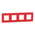 Schneider unica2 studio color - plaque de finition - rouge cardinal liseré blanc - 4 postes