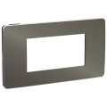 Schneider unica2 studio métal - plaque de finition - black aluminium liseré blanc - 4 modul