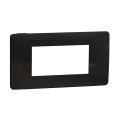 Schneider unica2 studio métal - plaque de finition - black aluminium liseré blanc - 4 modul