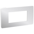 Schneider unica2 studio métal - plaque de finition - aluminium liseré blanc - 4 modules
