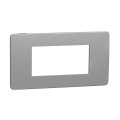 Schneider unica2 studio métal - plaque de finition - aluminium liseré anthracite - 4 modul