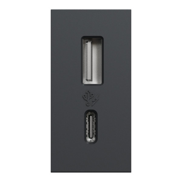 Unica - chargeur USB double - 15W - type A+C - 1 module - anthracite - méca seul
