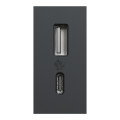 Unica - chargeur USB double - 15W - type A+C - 1 module - anthracite - méca seul