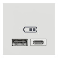 Double Chargeur USB Type A et C Blanc Unica Schneider Electric - 5 V cc - 2,4 A - 2 Modules - Mécanisme Seul