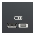 Schneider unica2 - chargeur usb double - 5vcc - 2,4a type a+c - 2 modul - anthr - méca seul