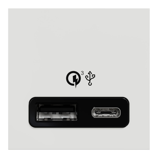 Unica - prise chargeur usb double - rapide 18w - 3,4a type a+c - 2 mod - blanc