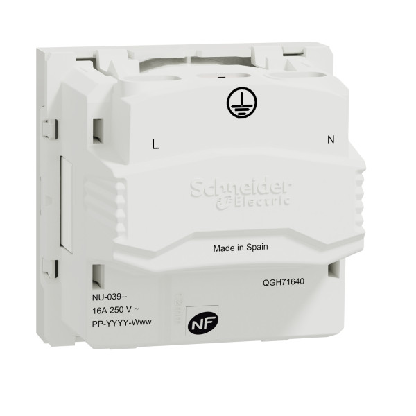 Schneider unica2 - prise 2p+t - fr - 90° - vis - blanc - méca seul