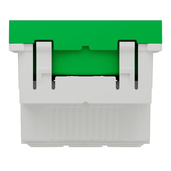 Schneider unica2 - prise 2p+t - fr - 90° - raccord rapide traversant - vert - méca seul